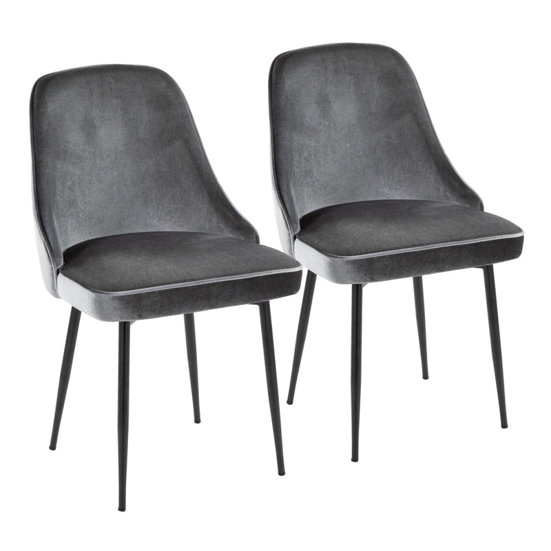 Marcel Contemporary Dining Chair with Black Frame and Black Velvet Fabric By LumiSource - Set of 2 | Dining Chairs | Modishstore - 9