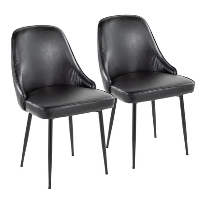 Marcel Contemporary Dining Chair with Black Frame and Black Faux Leather By LumiSource - Set of 2 | Dining Chairs | Modishstore