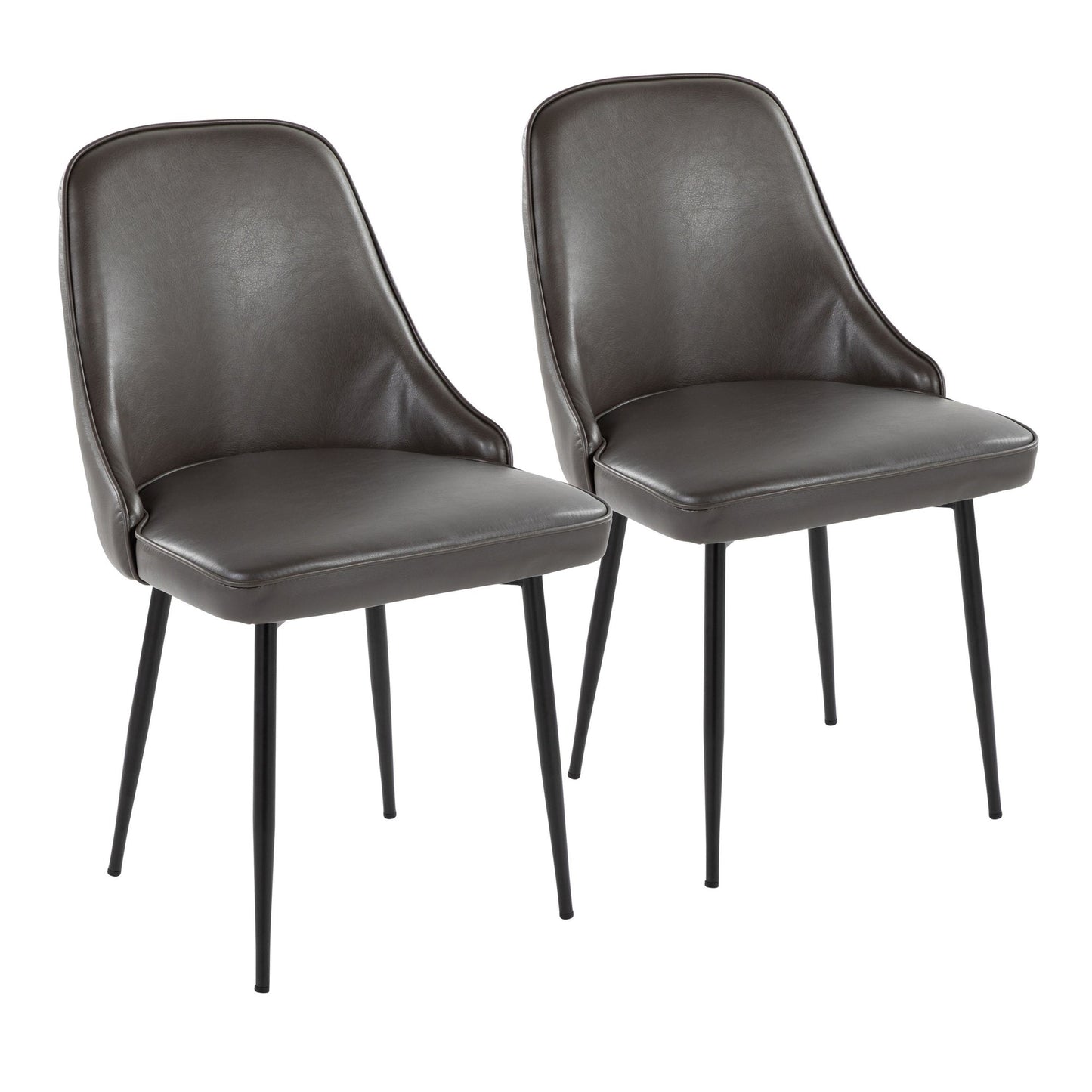 Marcel Contemporary Dining Chair with Black Frame and Black Faux Leather By LumiSource - Set of 2 | Dining Chairs | Modishstore - 9
