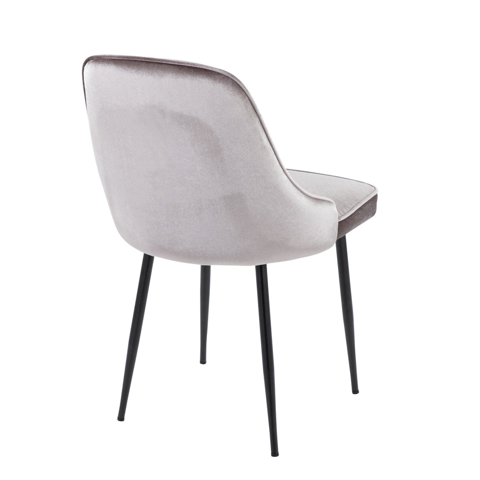 Marcel Contemporary Dining Chair with Black Frame and Silver Velvet Fabric By LumiSource - Set of 2 | Dining Chairs | Modishstore - 7