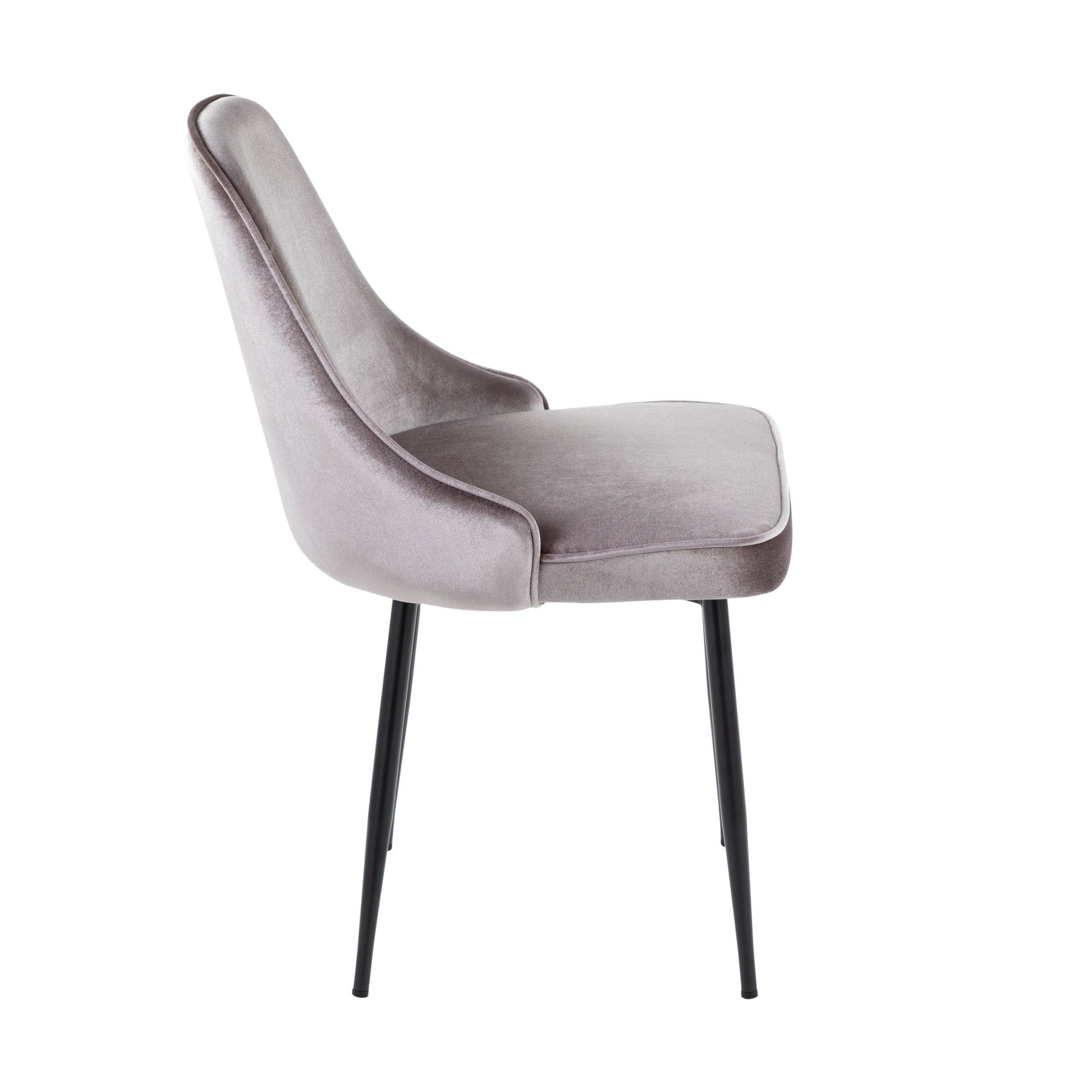 Marcel Contemporary Dining Chair with Black Frame and Silver Velvet Fabric By LumiSource - Set of 2 | Dining Chairs | Modishstore - 6