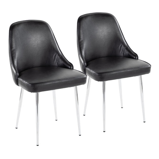 Marcel Contemporary Dining Chair with Chrome Frame and Black Faux Leather By LumiSource - Set of 2 | Dining Chairs | Modishstore