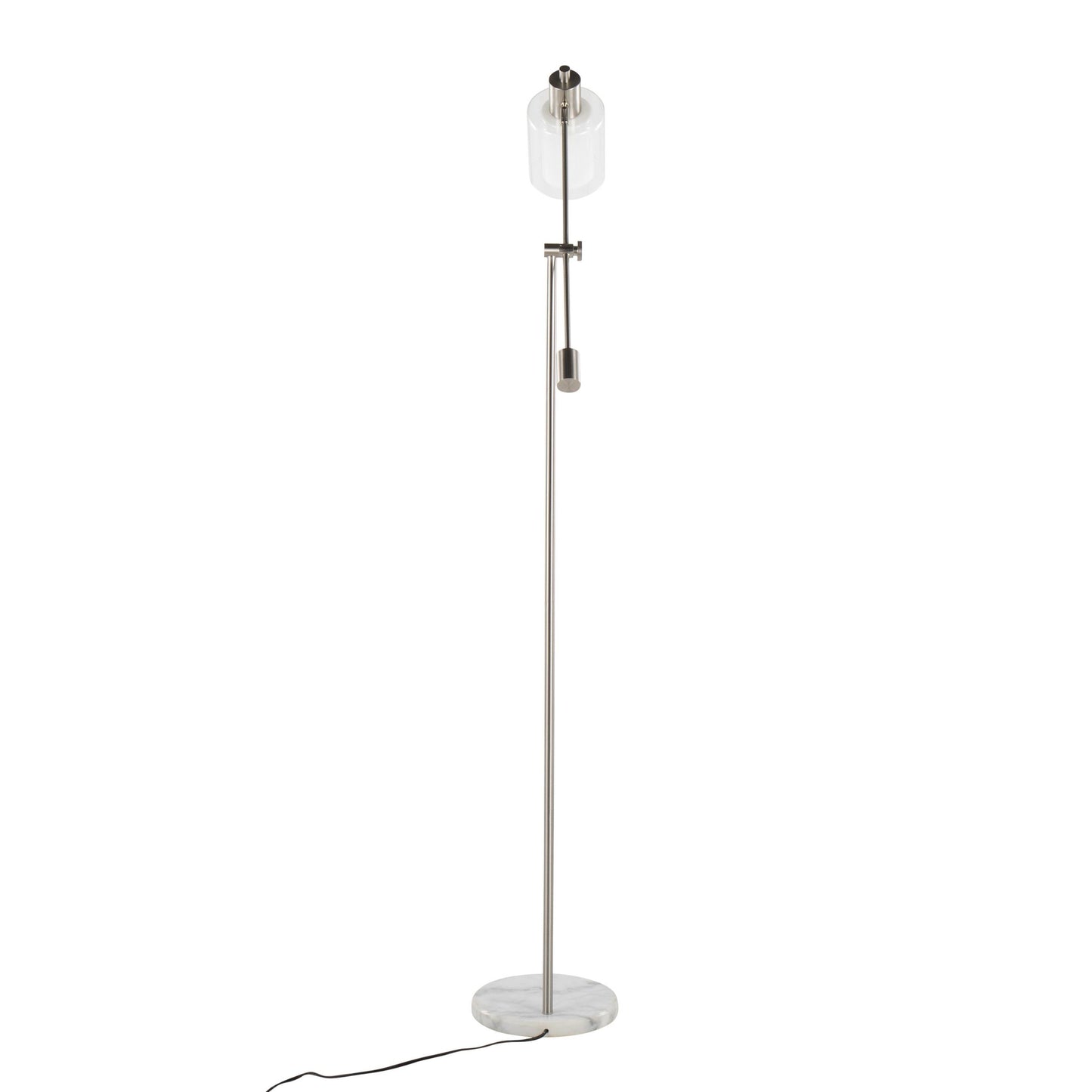 Marcel Contemporary/Glam Floor Lamp in White Marble and Nickel Metal with Clear and Frosted Glass Shade By LumiSource | Floor Lamps | Modishstore - 8