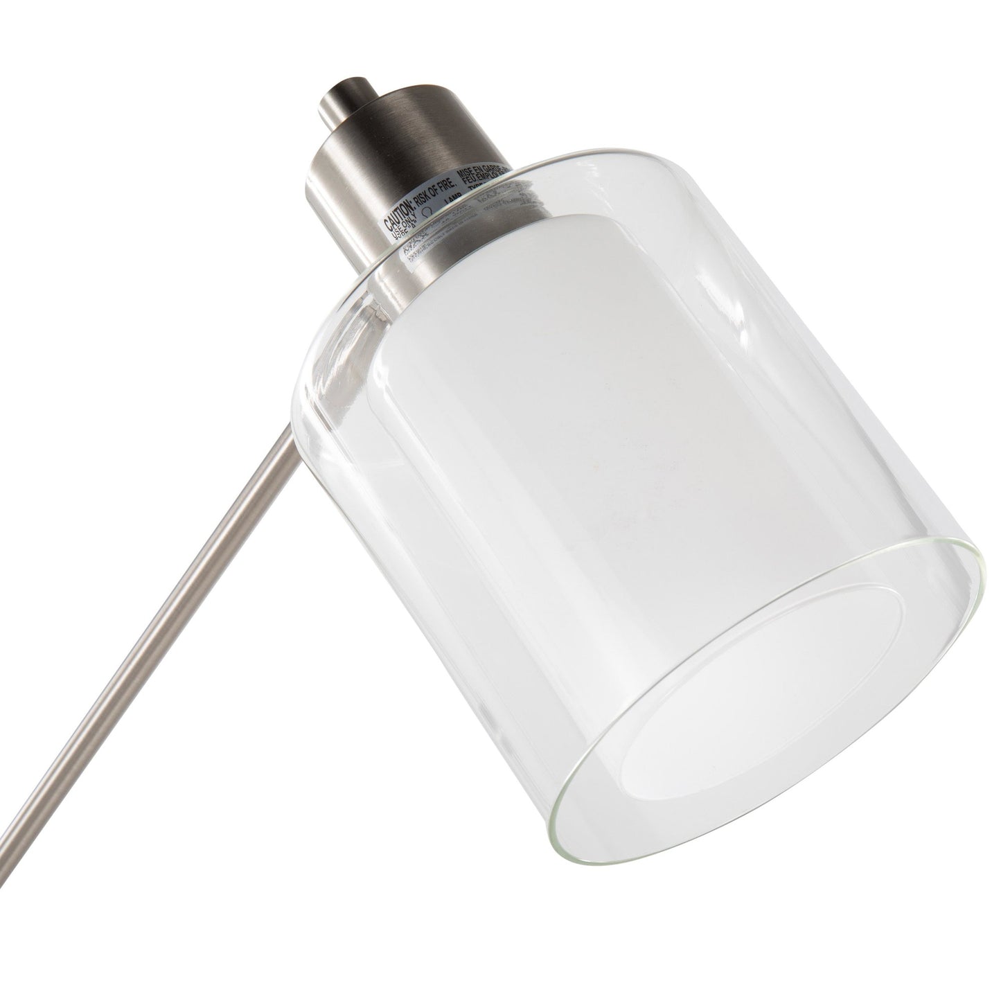 Marcel Contemporary/Glam Floor Lamp in White Marble and Nickel Metal with Clear and Frosted Glass Shade By LumiSource | Floor Lamps | Modishstore - 3