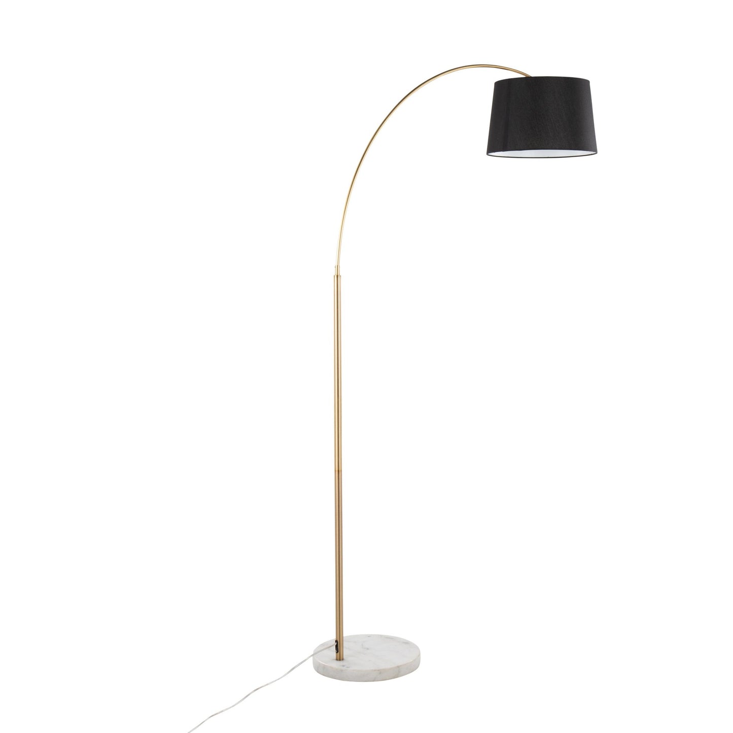 March Contemporary Floor Lamp in White Marble and Antique Brass with Black Linen Shade Metal By LumiSource | Floor Lamps | Modishstore - 7