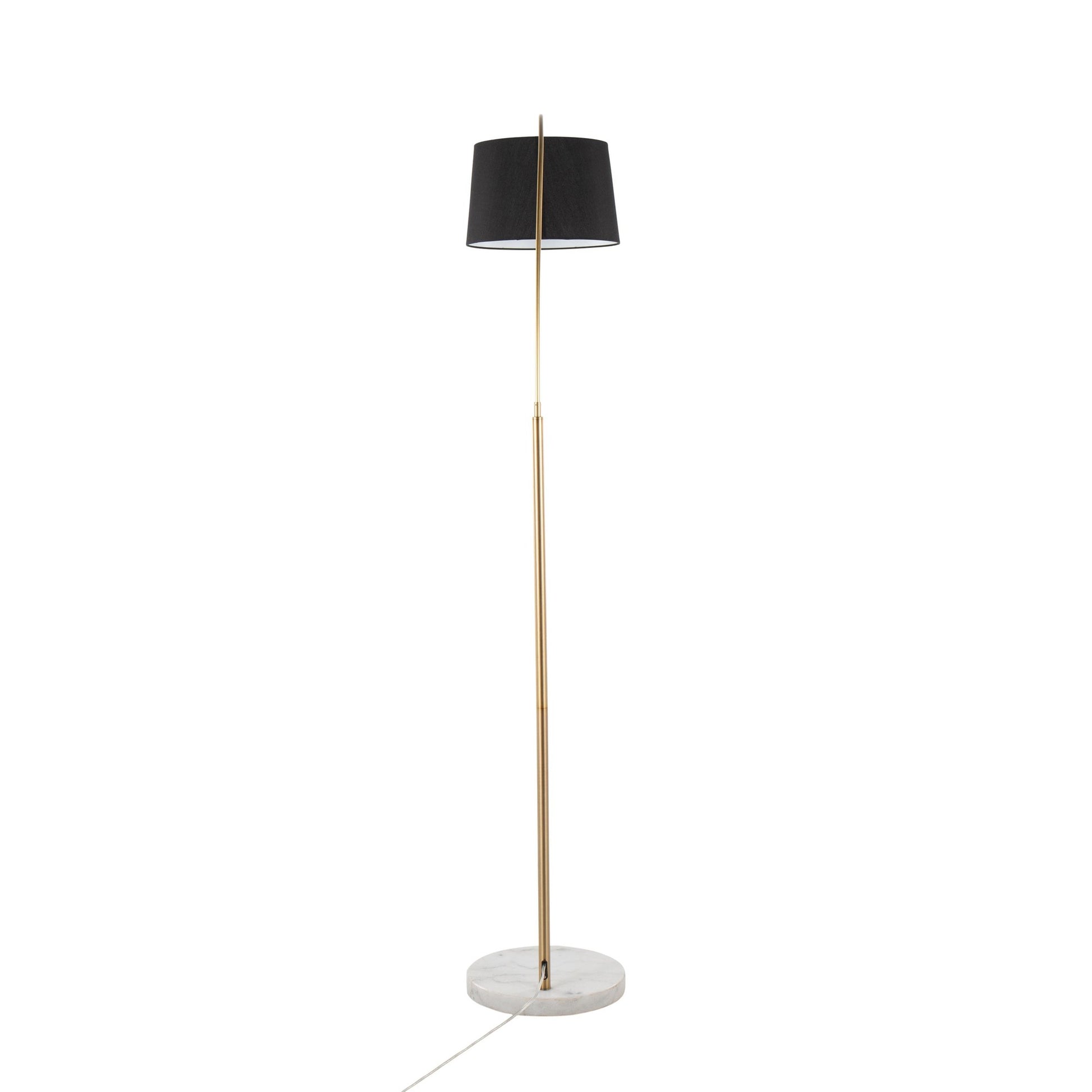 March Contemporary Floor Lamp in White Marble and Antique Brass with Black Linen Shade Metal By LumiSource | Floor Lamps | Modishstore - 8