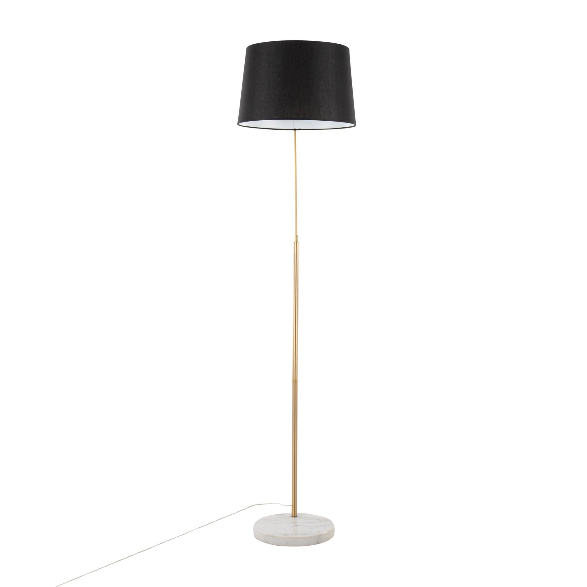March Contemporary Floor Lamp in White Marble and Antique Brass with Black Linen Shade Metal By LumiSource | Floor Lamps | Modishstore - 2