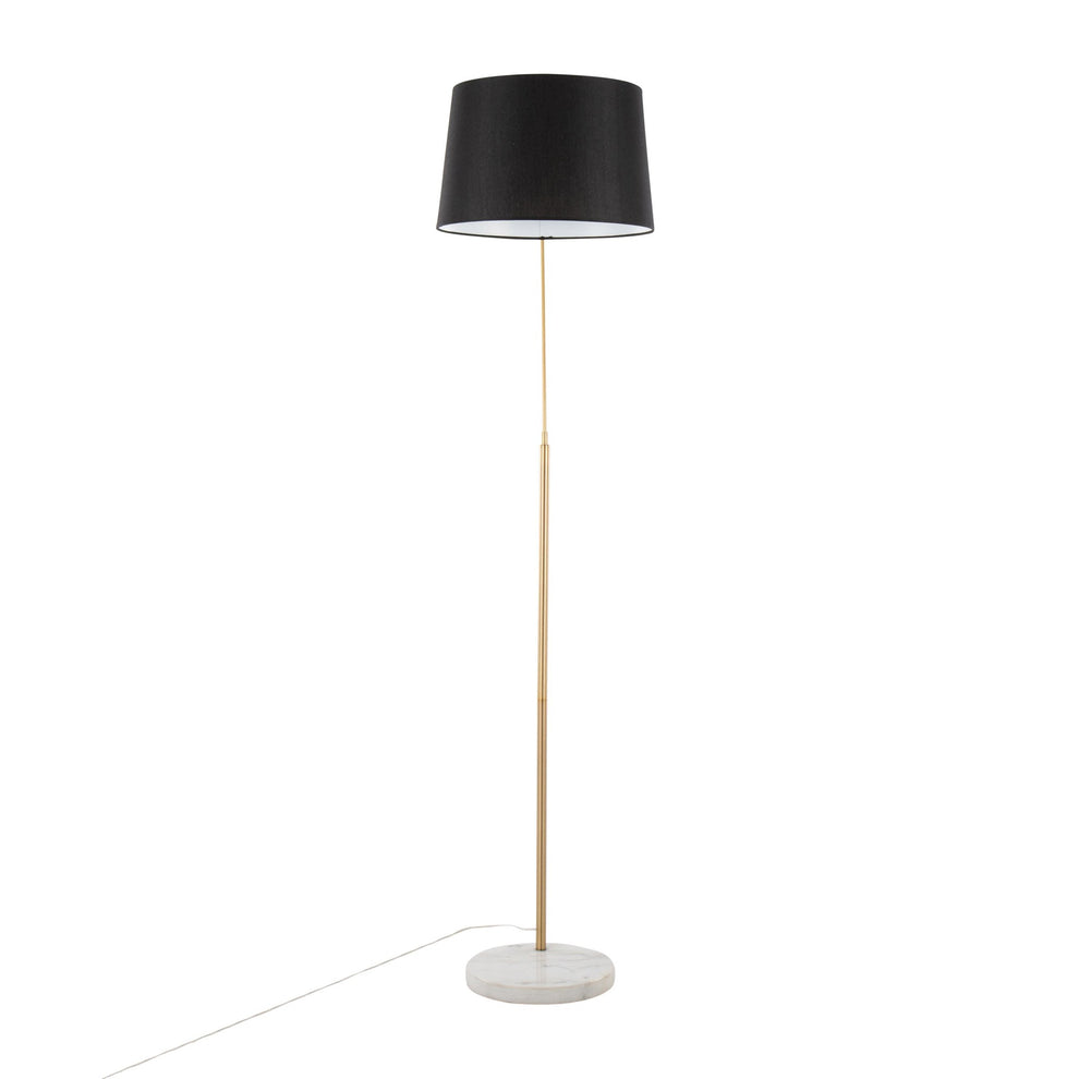 March Contemporary Floor Lamp in White Marble and Antique Brass with Black Linen Shade Metal By LumiSource | Floor Lamps | Modishstore - 2
