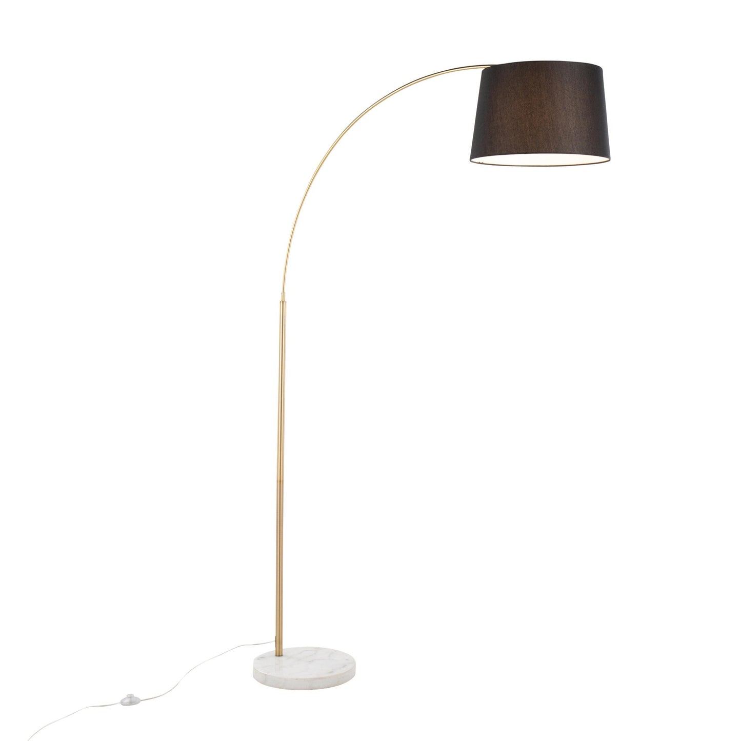 March Contemporary Floor Lamp in White Marble and Antique Brass with Black Linen Shade Metal By LumiSource | Floor Lamps | Modishstore - 5