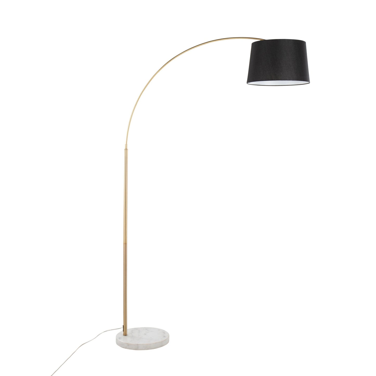 March Contemporary Floor Lamp in White Marble and Antique Brass with Black Linen Shade Metal By LumiSource | Floor Lamps | Modishstore - 6