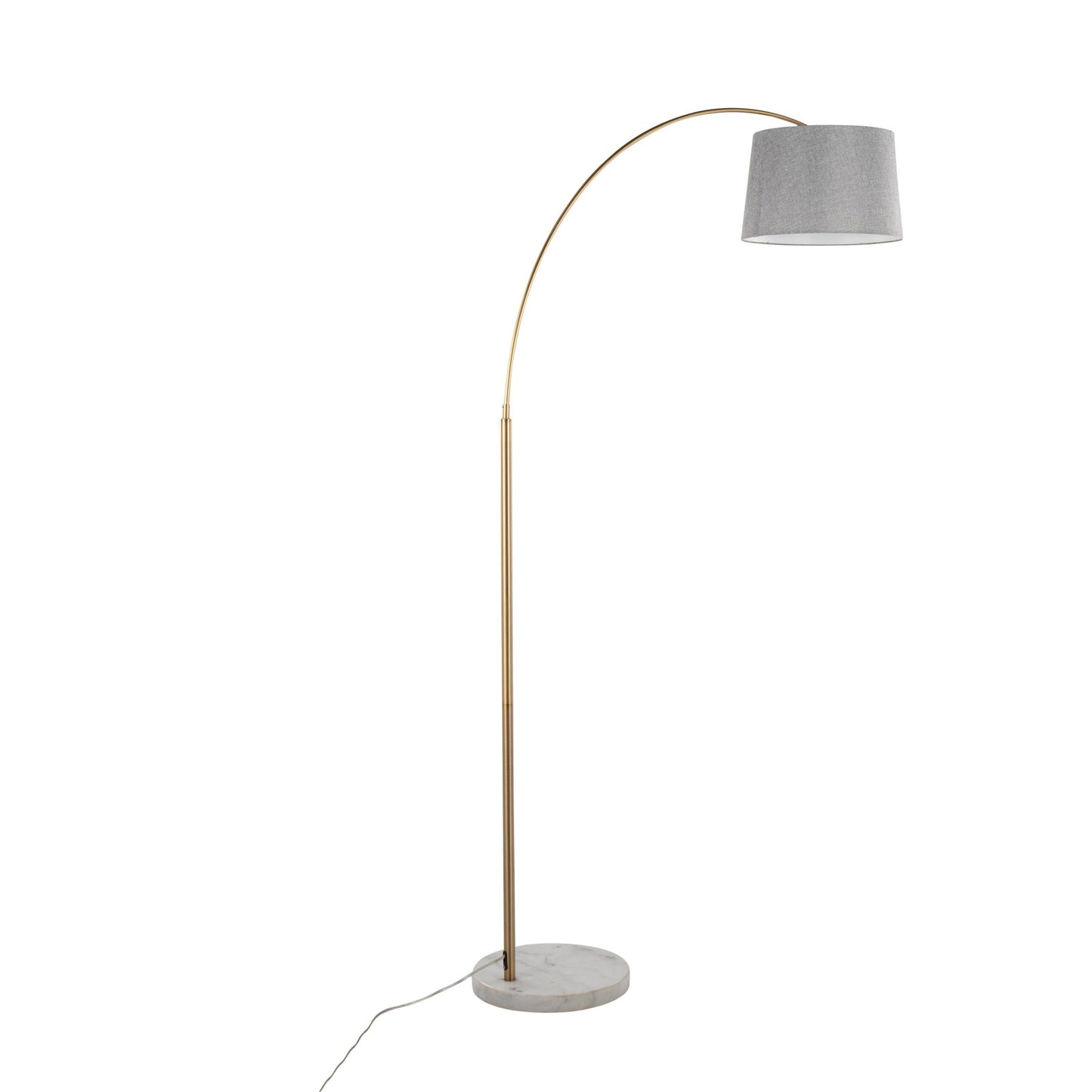 March Contemporary Floor Lamp in White Marble and Antique Brass with Black Linen Shade Metal By LumiSource | Floor Lamps | Modishstore - 15