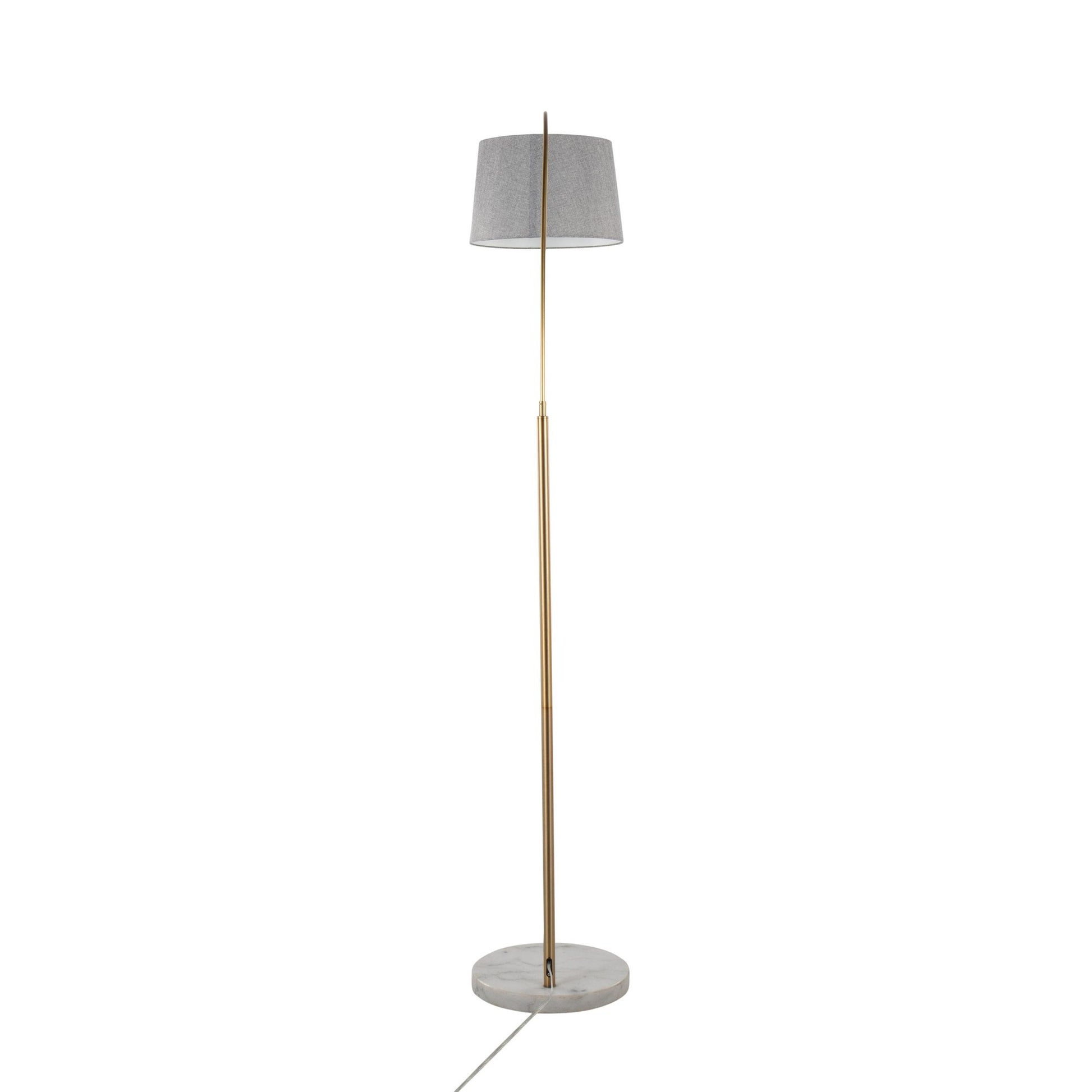 March Contemporary Floor Lamp in White Marble and Antique Brass with Black Linen Shade Metal By LumiSource | Floor Lamps | Modishstore - 16