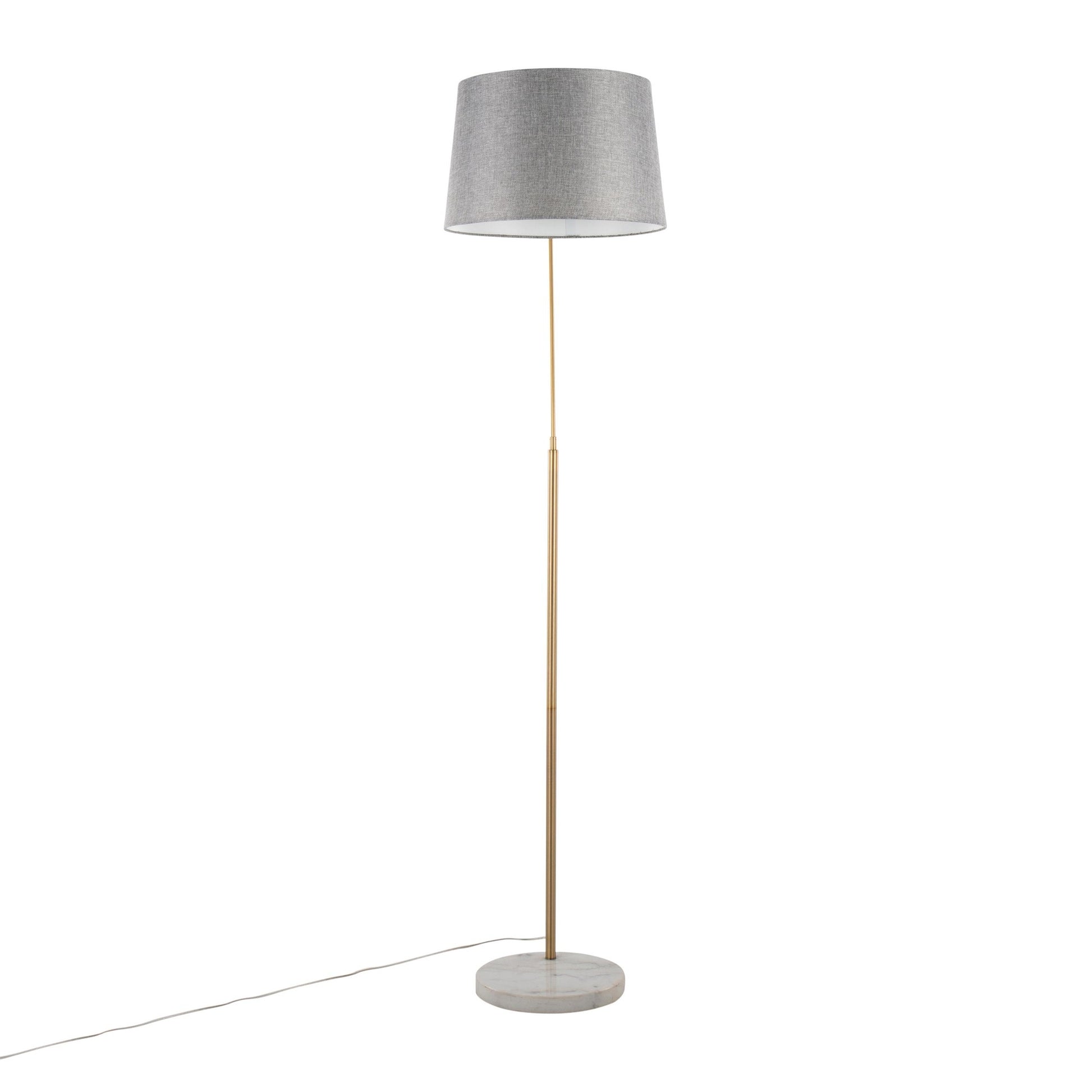 March Contemporary Floor Lamp in White Marble and Antique Brass with Black Linen Shade Metal By LumiSource | Floor Lamps | Modishstore - 10