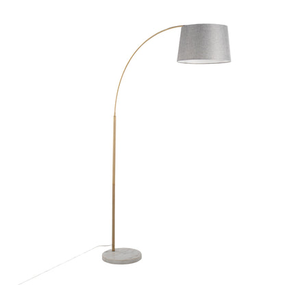 March Contemporary Floor Lamp in White Marble and Antique Brass with Black Linen Shade Metal By LumiSource | Floor Lamps | Modishstore - 9