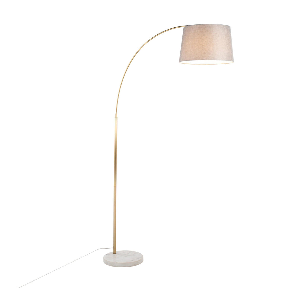 March Contemporary Floor Lamp in White Marble and Antique Brass with Black Linen Shade Metal By LumiSource | Floor Lamps | Modishstore - 13