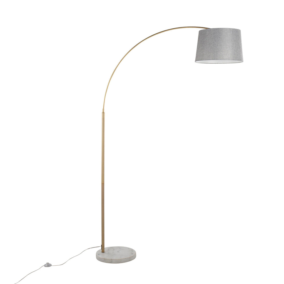 March Contemporary Floor Lamp in White Marble and Antique Brass with Black Linen Shade Metal By LumiSource | Floor Lamps | Modishstore - 14