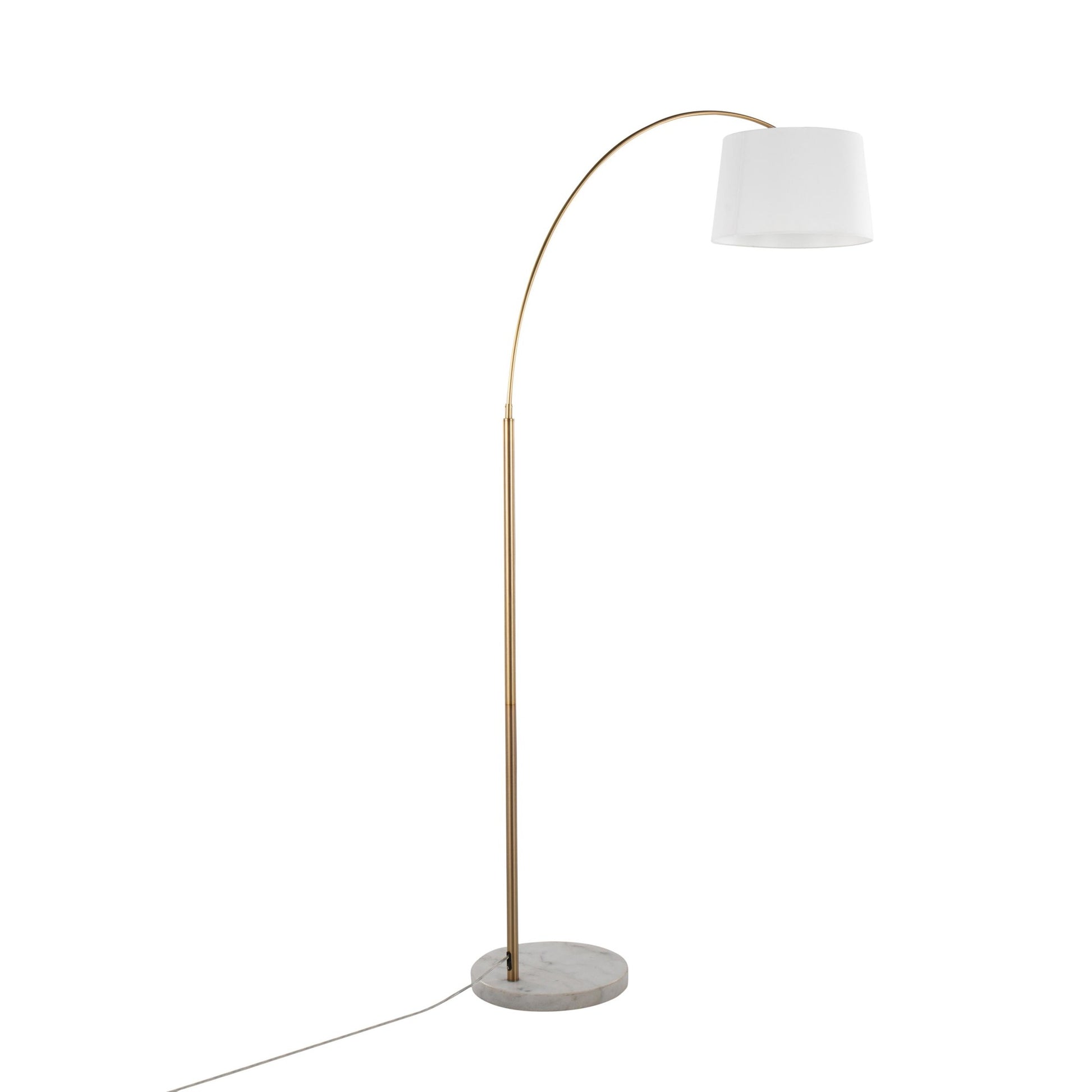 March Contemporary Floor Lamp in White Marble and Antique Brass with Black Linen Shade Metal By LumiSource | Floor Lamps | Modishstore - 24