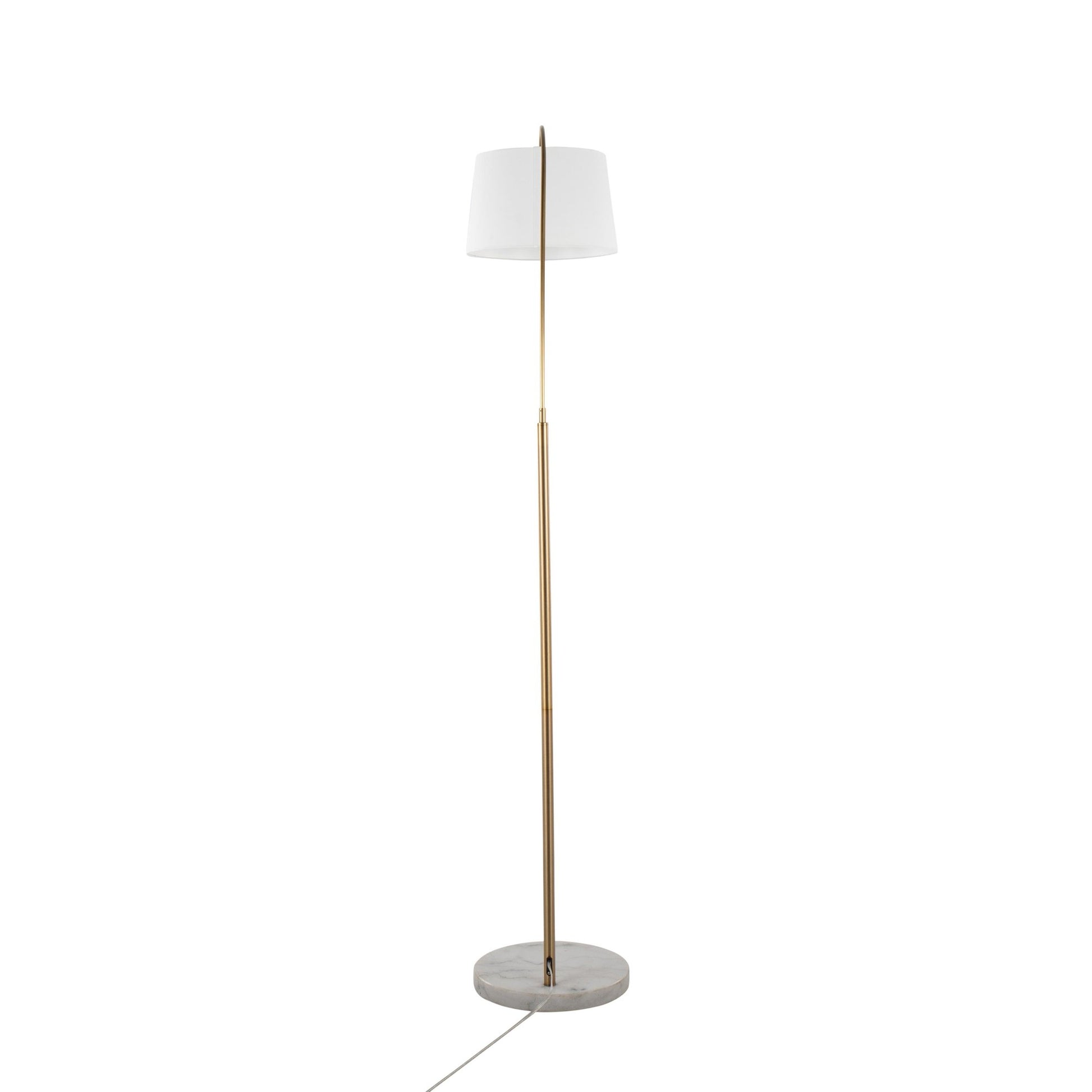 March Contemporary Floor Lamp in White Marble and Antique Brass with Black Linen Shade Metal By LumiSource | Floor Lamps | Modishstore - 25