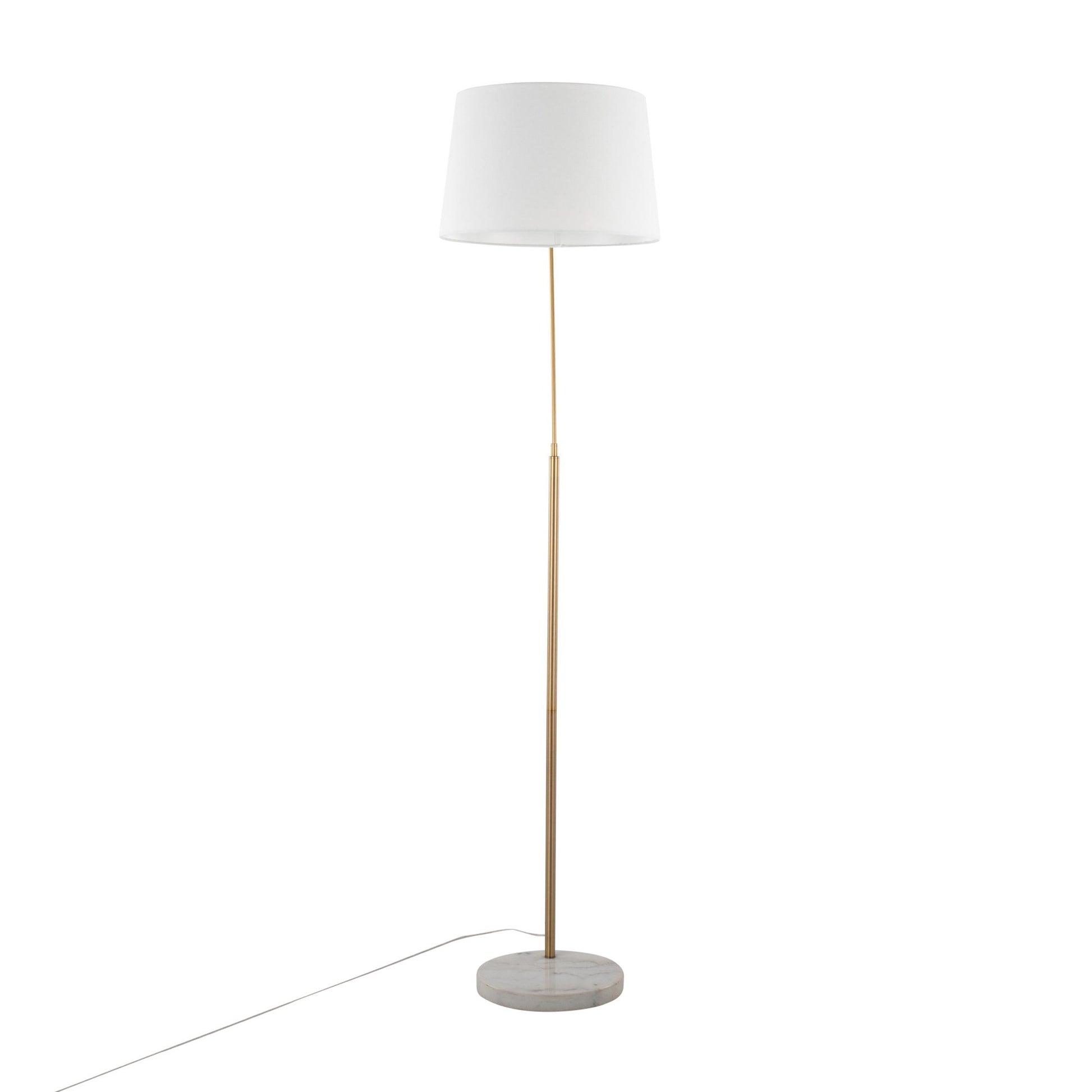 March Contemporary Floor Lamp in White Marble and Antique Brass with Black Linen Shade Metal By LumiSource | Floor Lamps | Modishstore - 18