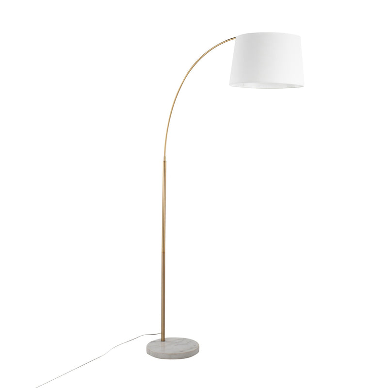 March Contemporary Floor Lamp in White Marble and Antique Brass with Black Linen Shade Metal By LumiSource | Floor Lamps | Modishstore - 17