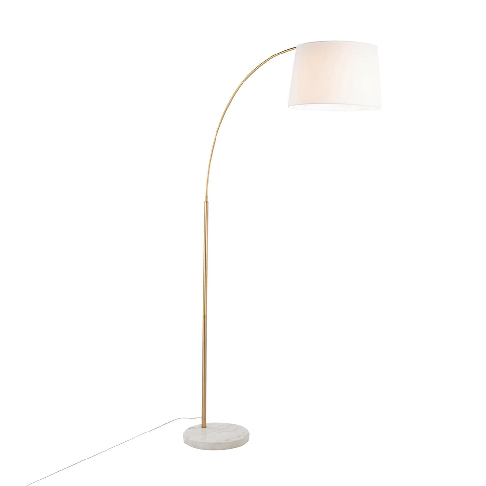 March Contemporary Floor Lamp in White Marble and Antique Brass with Black Linen Shade Metal By LumiSource | Floor Lamps | Modishstore - 22