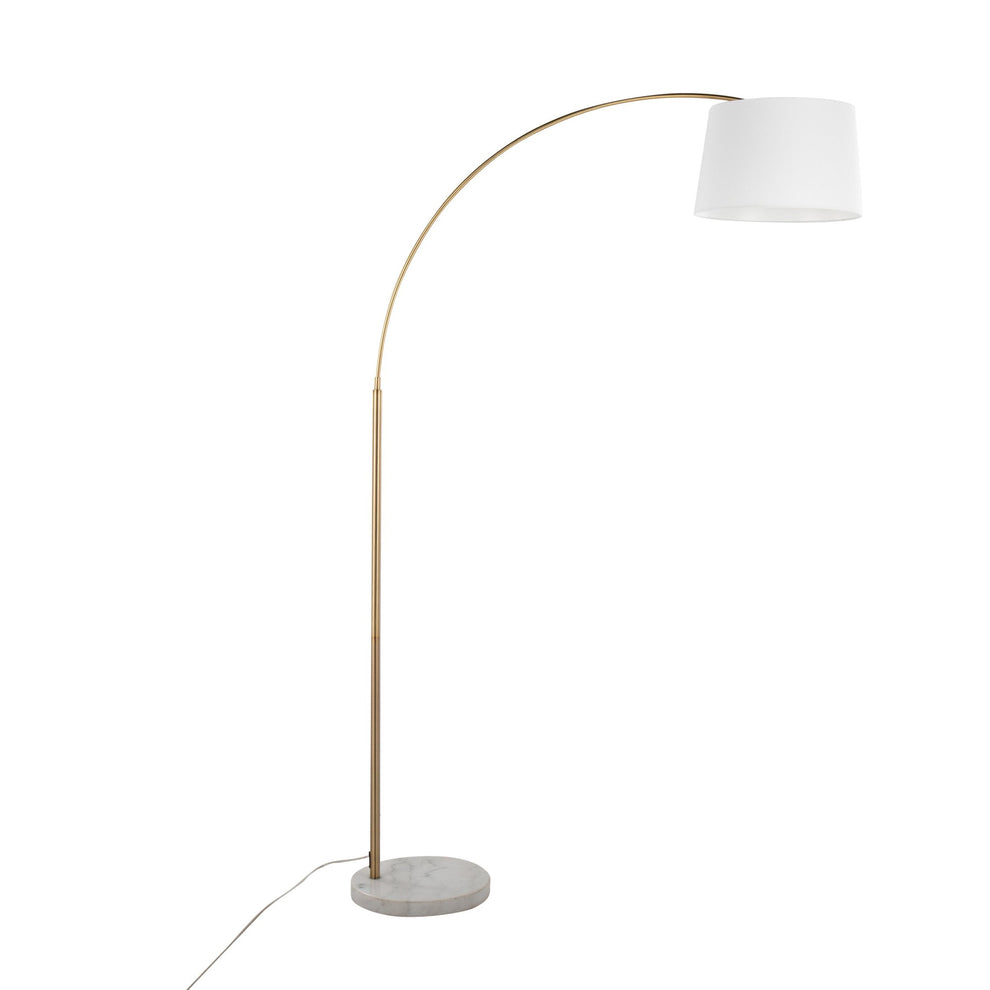 March Contemporary Floor Lamp in White Marble and Antique Brass with Black Linen Shade Metal By LumiSource | Floor Lamps | Modishstore - 23