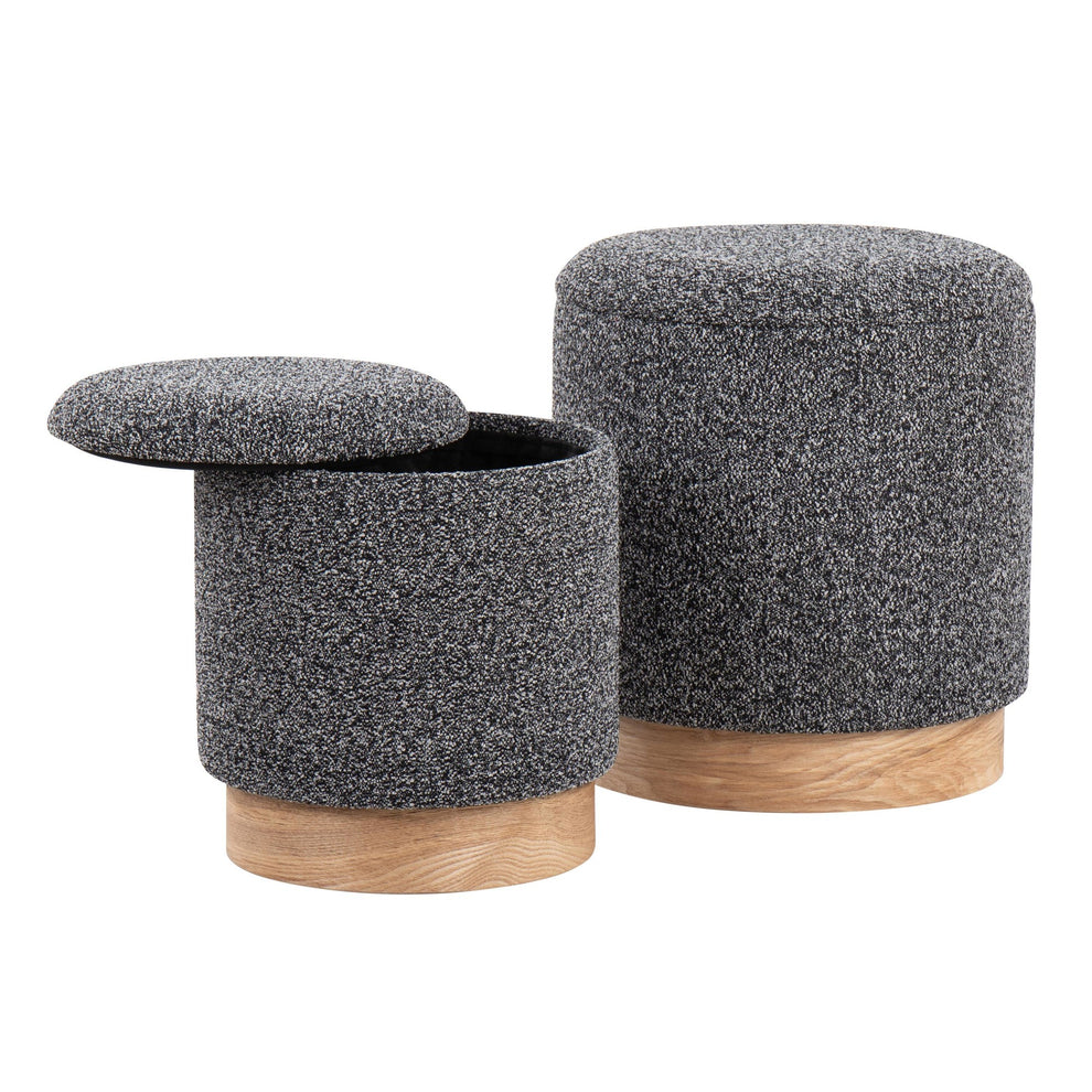 Marla Nesting Ottoman Set Black By LumiSource | Ottomans | Modishstore - 4