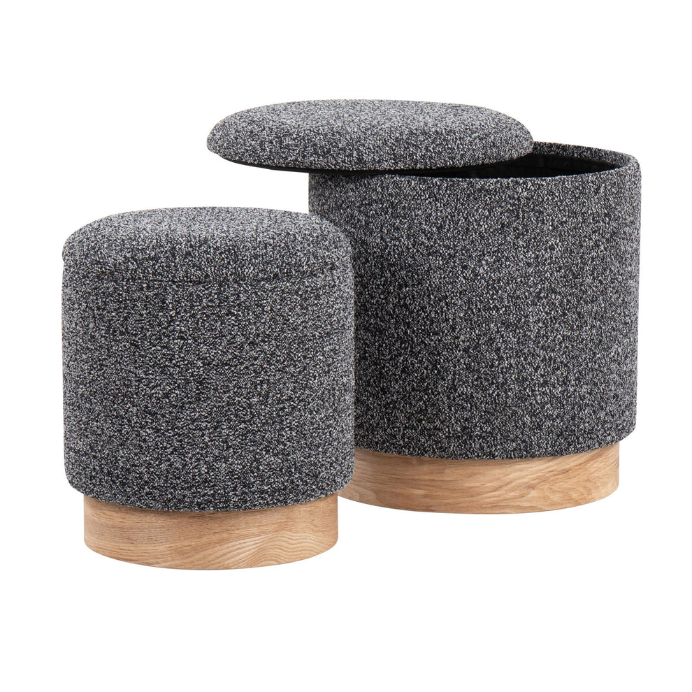 Marla Nesting Ottoman Set Black By LumiSource | Ottomans | Modishstore - 2