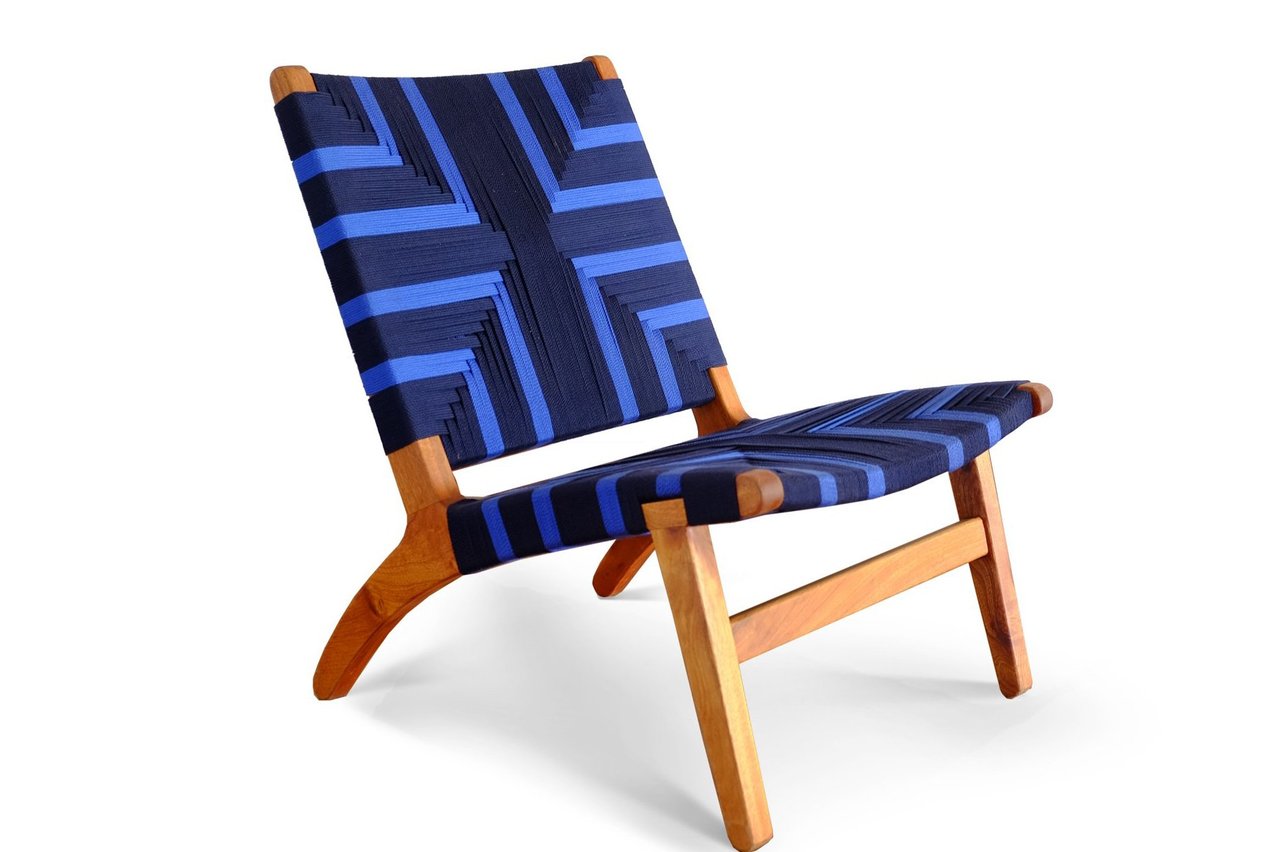 Masaya Lounge Chair, Midnight Blue Pattern | Lounge Chairs | Modishstore