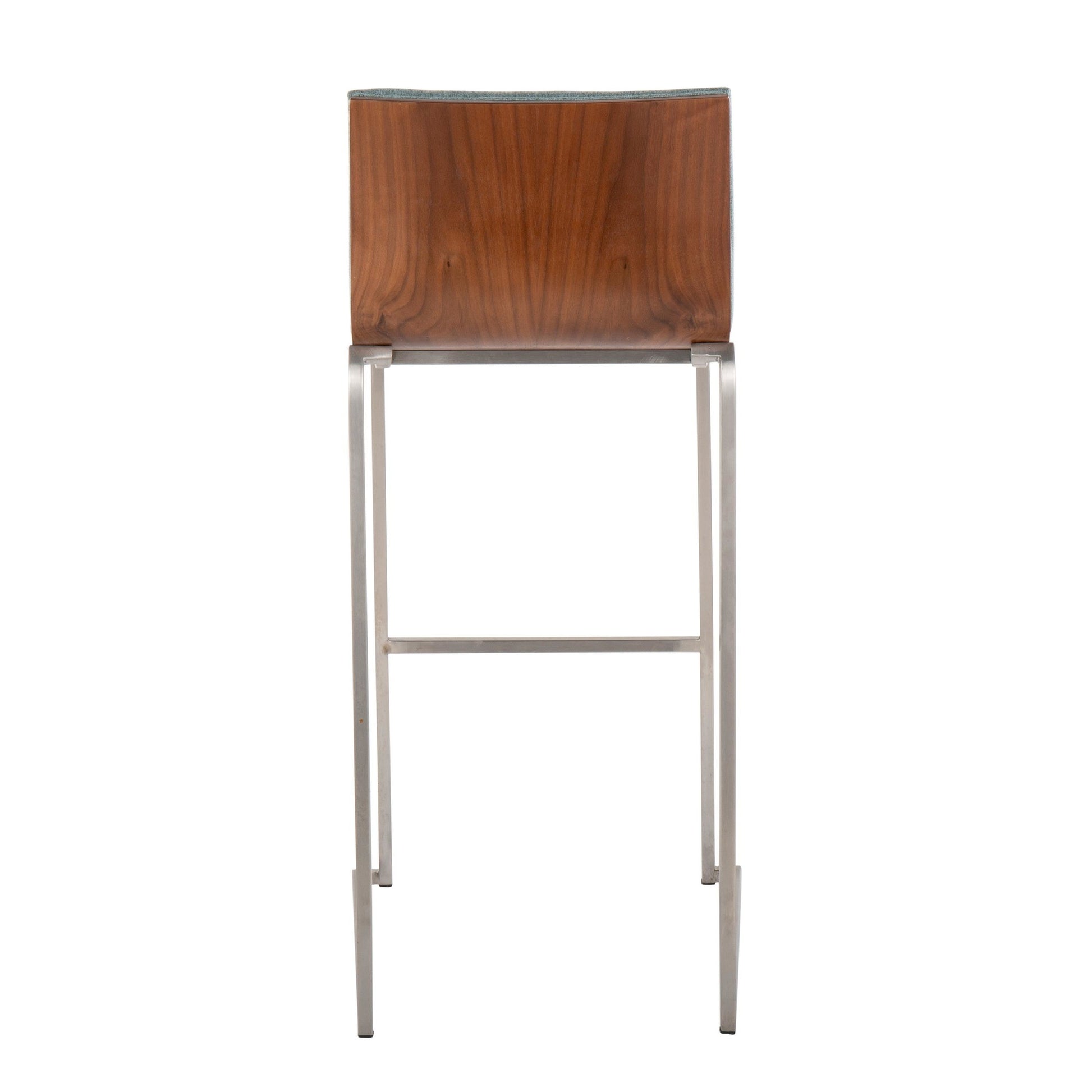 Mason Mara 30" Contemporary Fixed-Height Barstool in Stainless Steel, Walnut Wood and Cream Fabric By LumiSource - Set of 2 | Bar Stools | Modishstore - 16