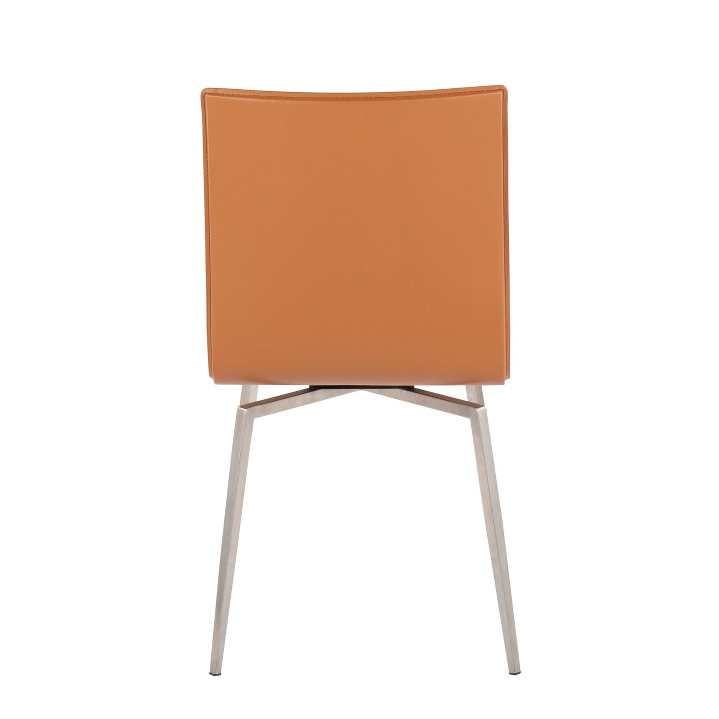 Mason Contemporary Upholstered Chair in Brushed Stainless Steel and Camel Faux Leather By LumiSource - Set of 2 | Dining Chairs | Modishstore - 7