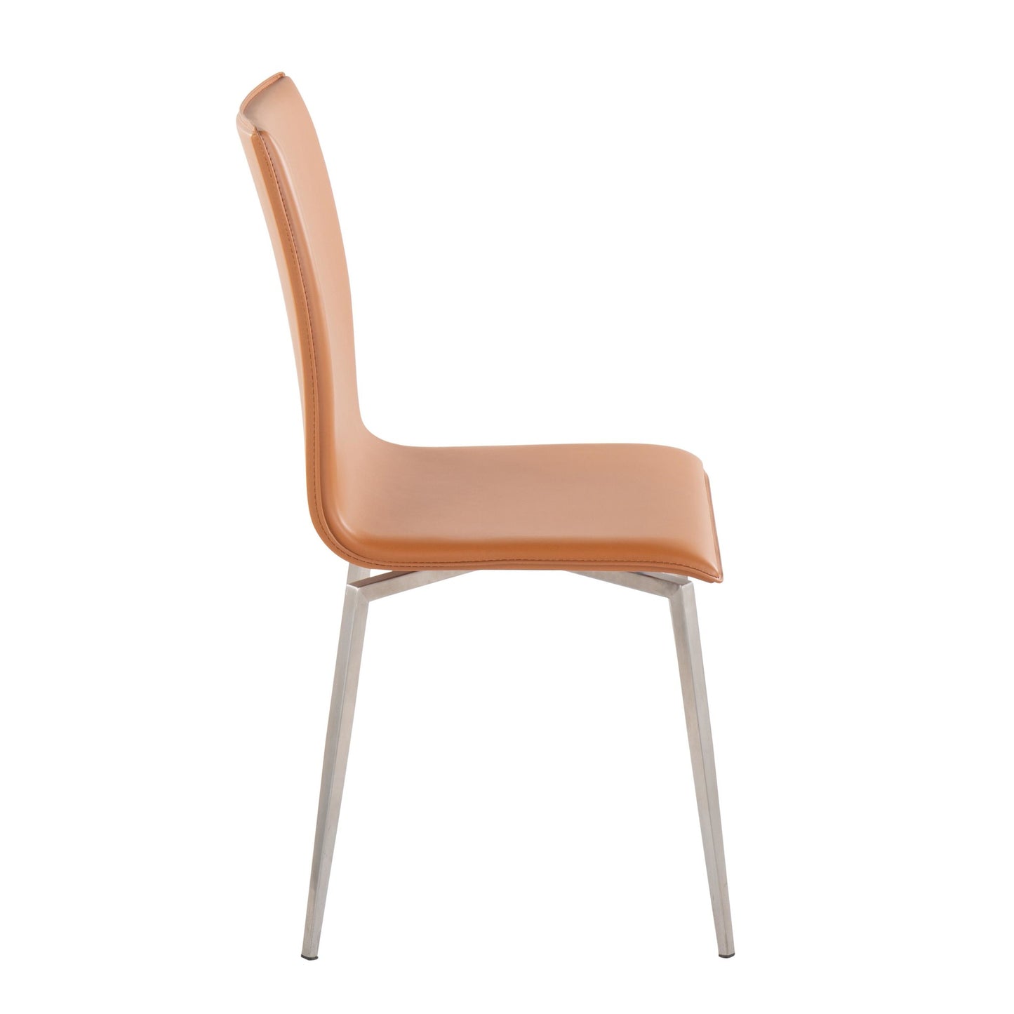 Mason Contemporary Upholstered Chair in Brushed Stainless Steel and Camel Faux Leather By LumiSource - Set of 2 | Dining Chairs | Modishstore - 5