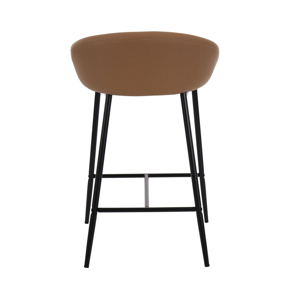 Matisse Contemporary Counter Stool with Black Metal Frame and Camel Faux Leather By LumiSource - Set of 2 | Counter Stools | Modishstore - 8