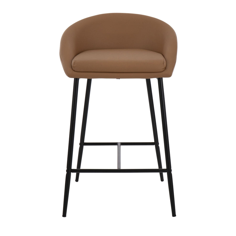 Matisse Contemporary Counter Stool with Black Metal Frame and Camel Faux Leather By LumiSource - Set of 2 | Counter Stools | Modishstore - 2