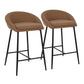 Matisse Contemporary Counter Stool with Black Metal Frame and Camel Faux Leather By LumiSource - Set of 2 | Counter Stools | Modishstore