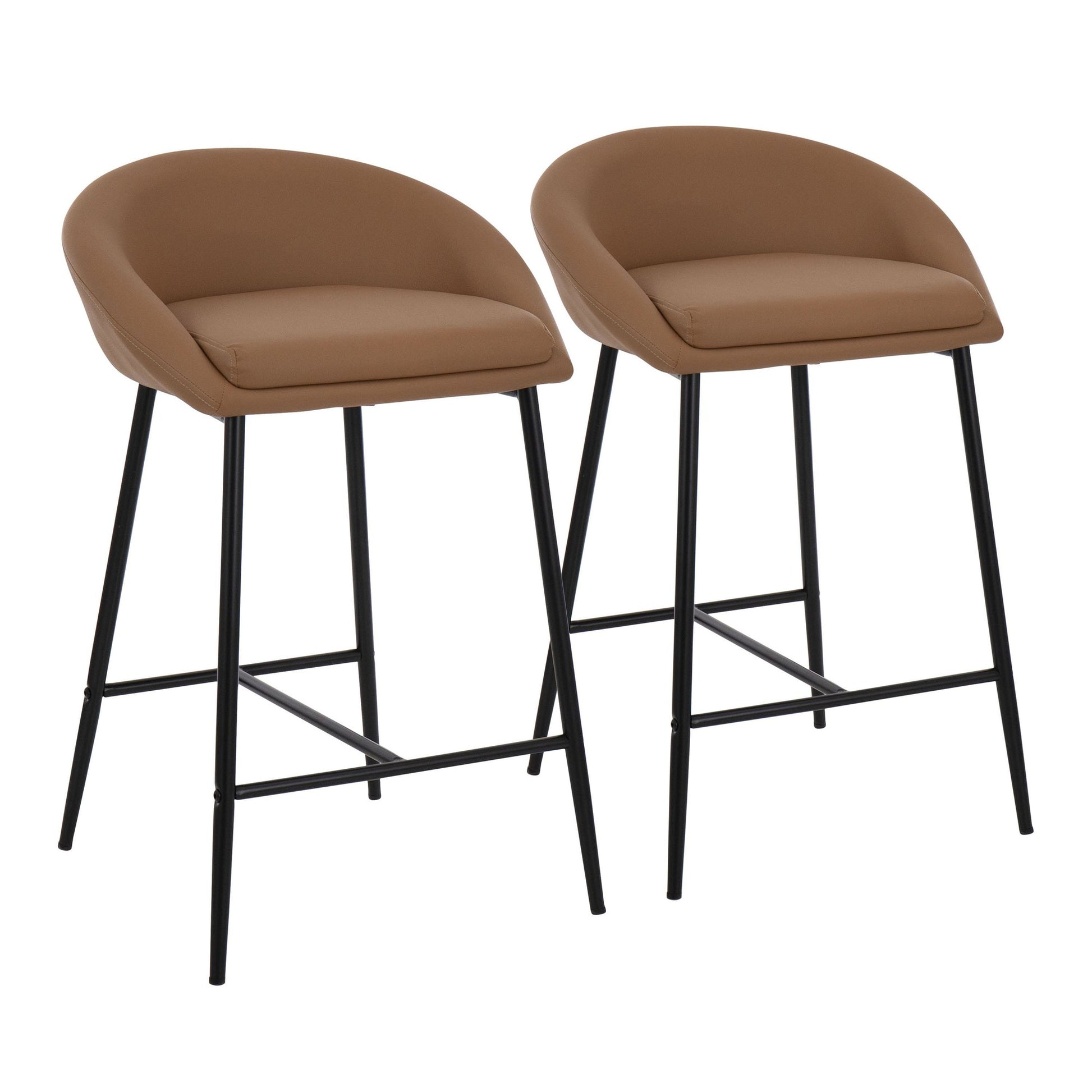 Matisse Contemporary Counter Stool with Black Metal Frame and Camel Faux Leather By LumiSource - Set of 2 | Counter Stools | Modishstore