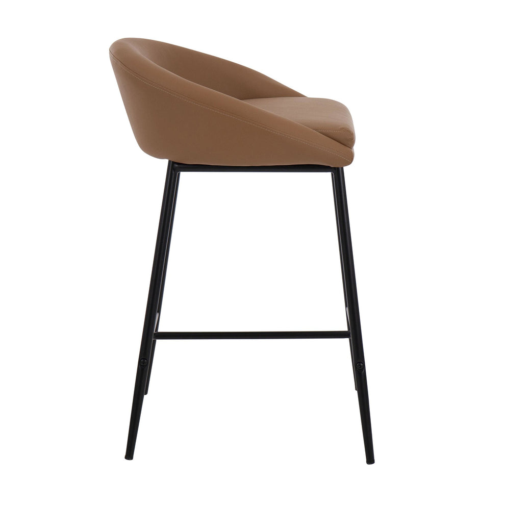 Matisse Contemporary Counter Stool with Black Metal Frame and Camel Faux Leather By LumiSource - Set of 2 | Counter Stools | Modishstore - 6
