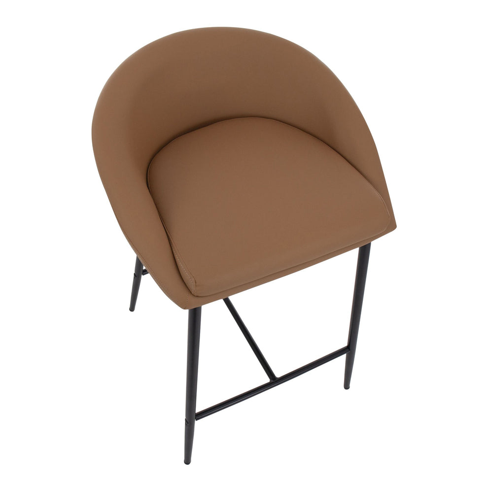 Matisse Contemporary Counter Stool with Black Metal Frame and Camel Faux Leather By LumiSource - Set of 2 | Counter Stools | Modishstore - 3