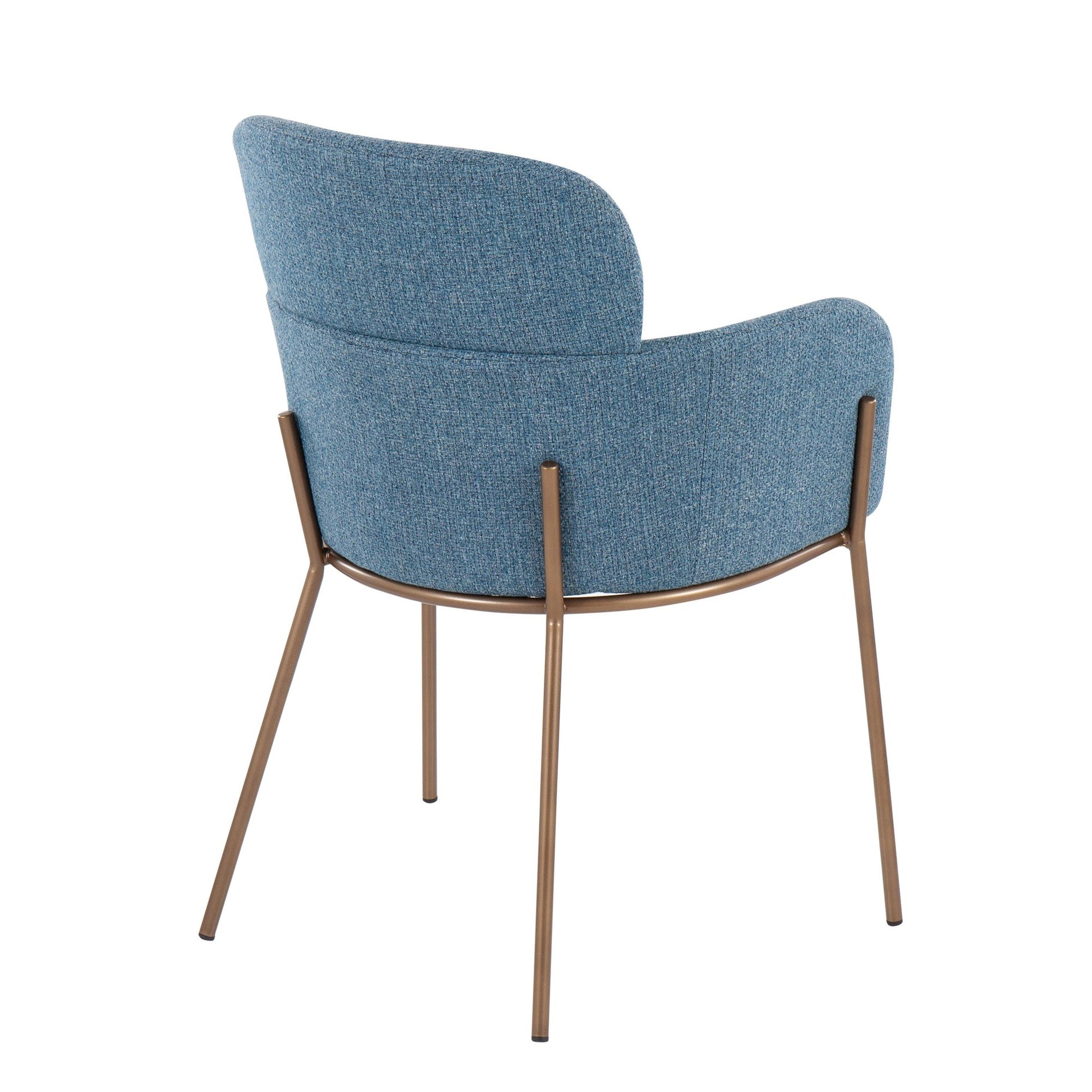 Milan Contemporary Chair in Antique Brass Metal and Blue Noise Fabric By LumiSource - Set of 2 | Dining Chairs | Modishstore - 7