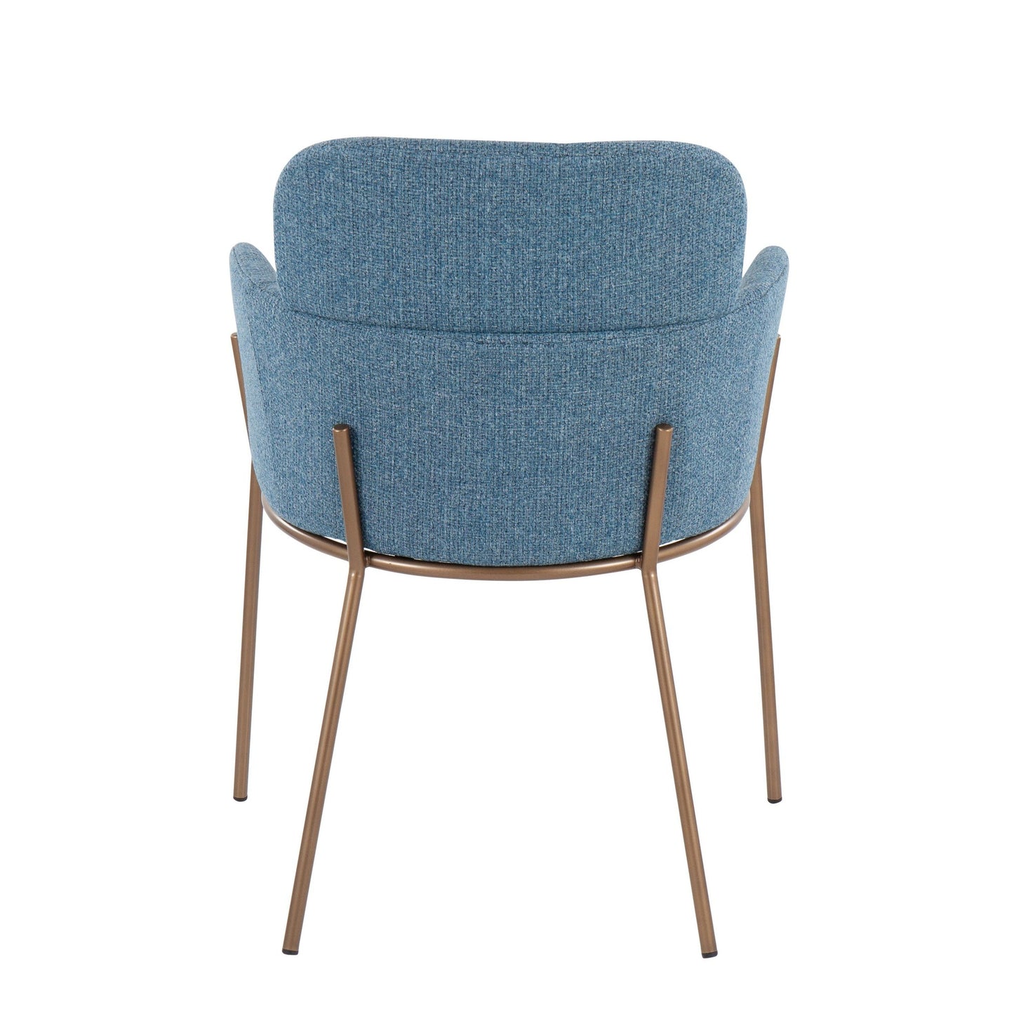 Milan Contemporary Chair in Antique Brass Metal and Blue Noise Fabric By LumiSource - Set of 2 | Dining Chairs | Modishstore - 8