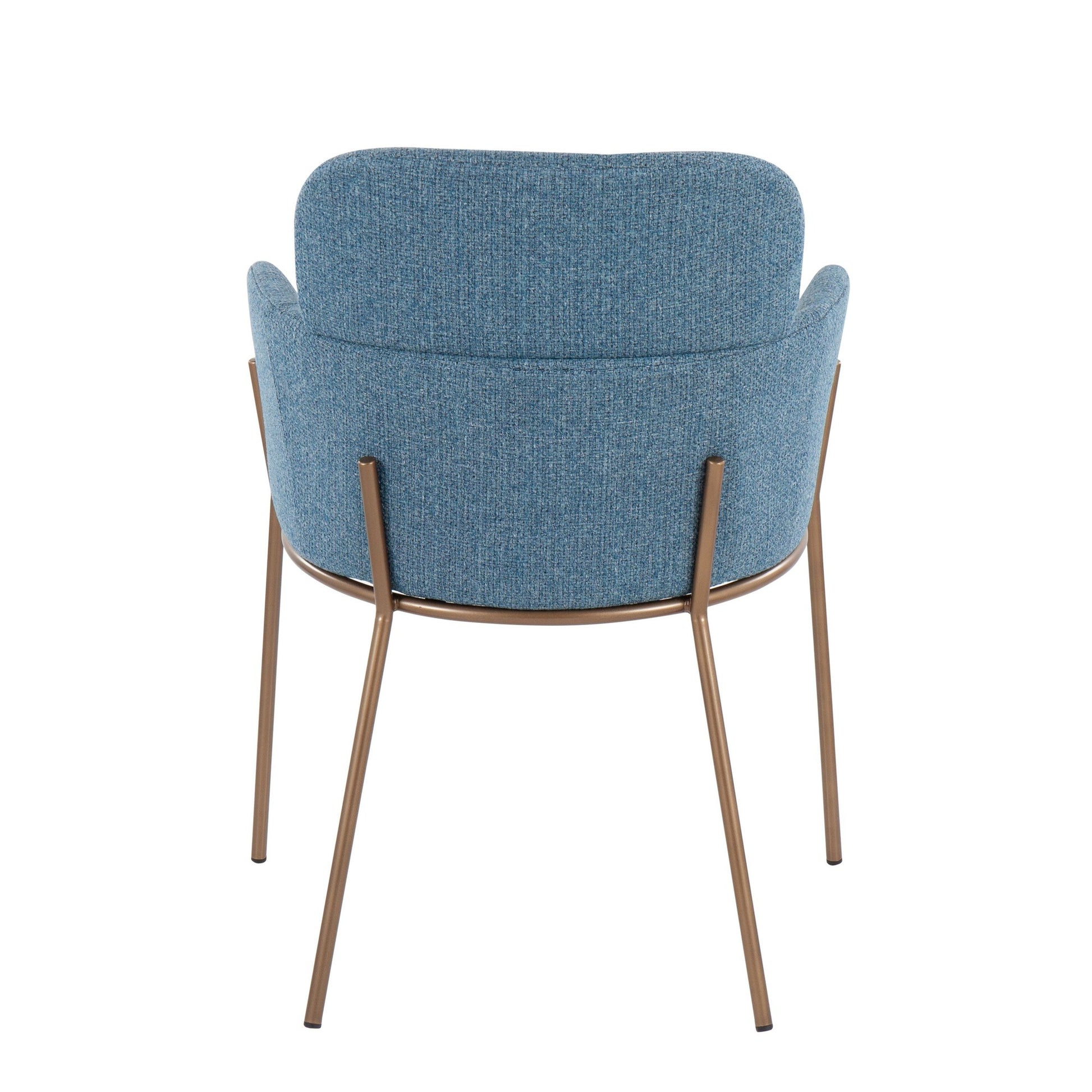 Milan Contemporary Chair in Antique Brass Metal and Blue Noise Fabric By LumiSource - Set of 2 | Dining Chairs | Modishstore - 8