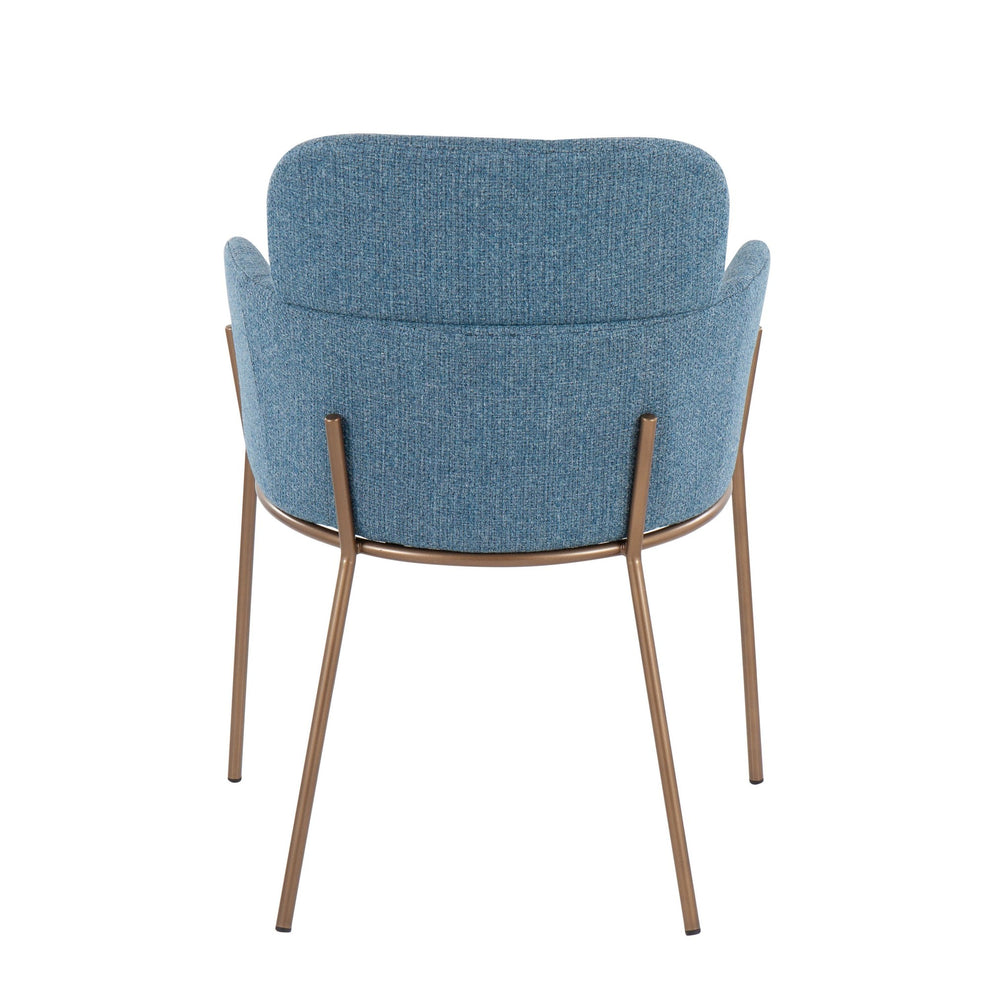 Milan Contemporary Chair in Antique Brass Metal and Blue Noise Fabric By LumiSource - Set of 2 | Dining Chairs | Modishstore - 8