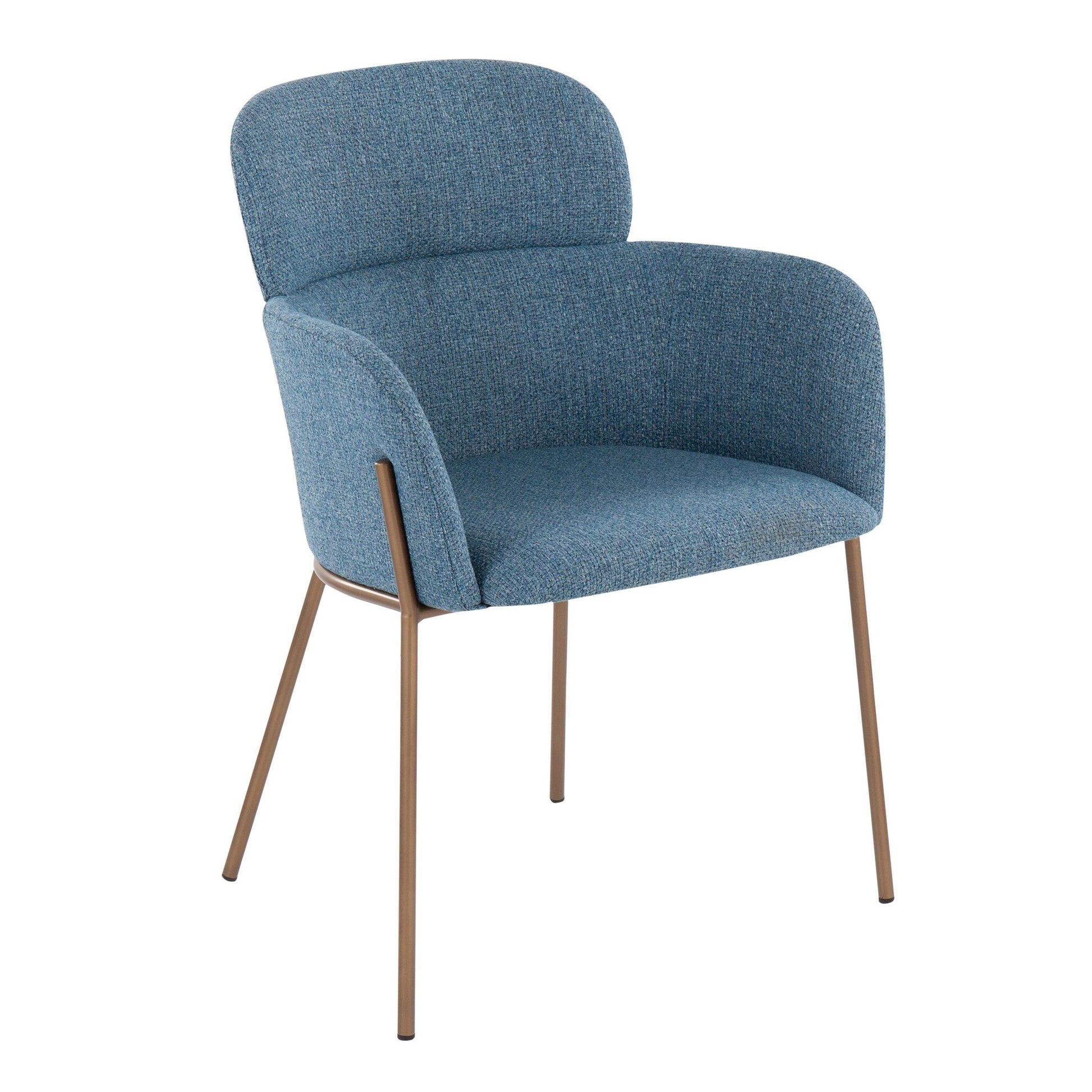 Milan Contemporary Chair in Antique Brass Metal and Blue Noise Fabric By LumiSource - Set of 2 | Dining Chairs | Modishstore - 5