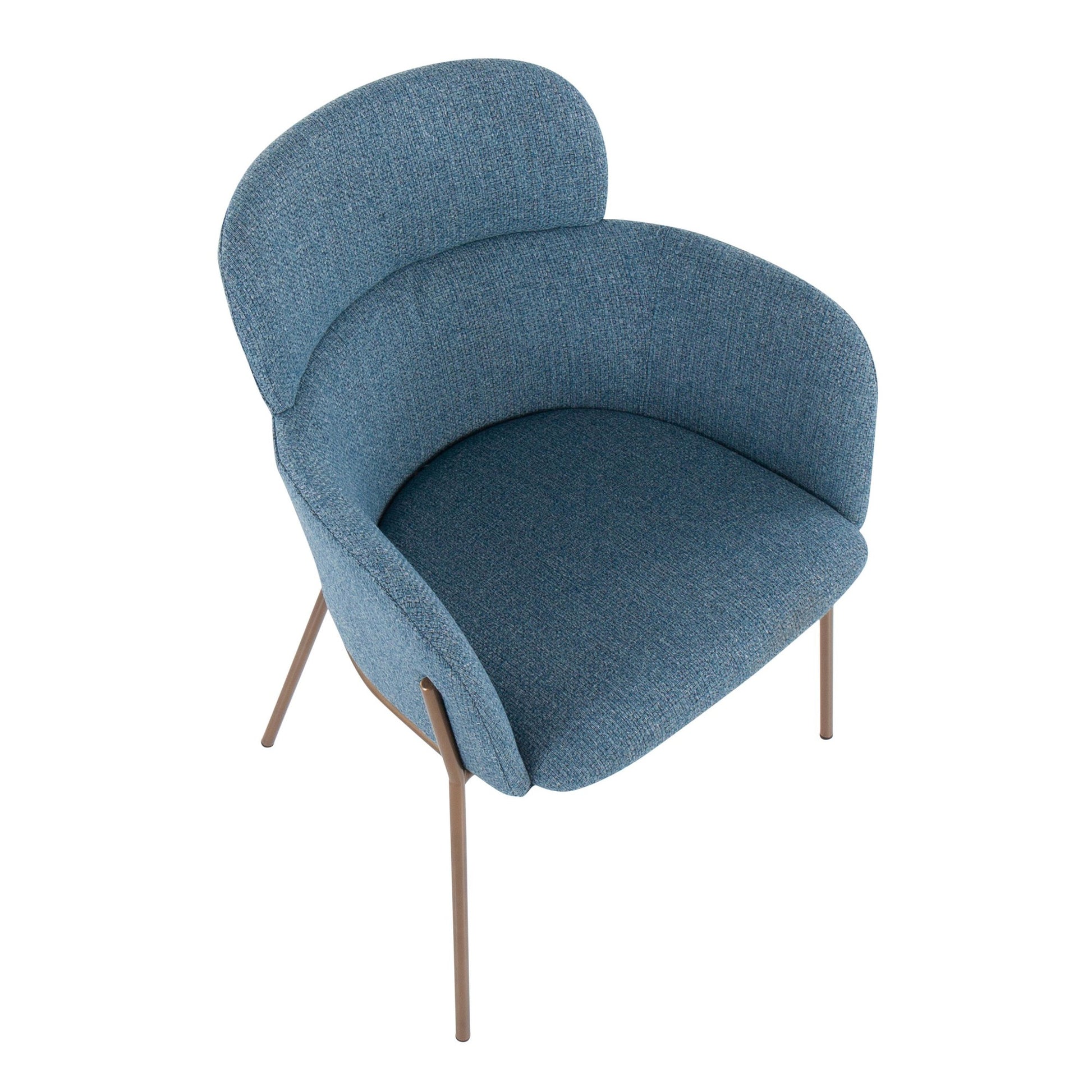 Milan Contemporary Chair in Antique Brass Metal and Blue Noise Fabric By LumiSource - Set of 2 | Dining Chairs | Modishstore - 3