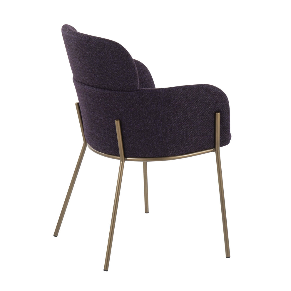 Milan Contemporary Chair in Antique Brass Metal and Blue Noise Fabric By LumiSource - Set of 2 | Dining Chairs | Modishstore - 15