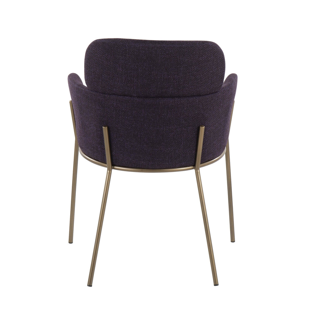 Milan Contemporary Chair in Antique Brass Metal and Blue Noise Fabric By LumiSource - Set of 2 | Dining Chairs | Modishstore - 16