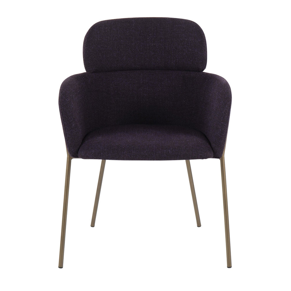 Milan Contemporary Chair in Antique Brass Metal and Blue Noise Fabric By LumiSource - Set of 2 | Dining Chairs | Modishstore - 10
