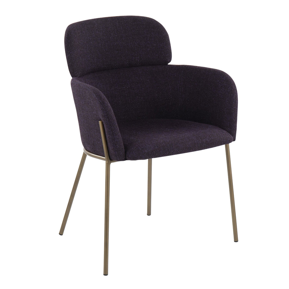 Milan Contemporary Chair in Antique Brass Metal and Blue Noise Fabric By LumiSource - Set of 2 | Dining Chairs | Modishstore - 13