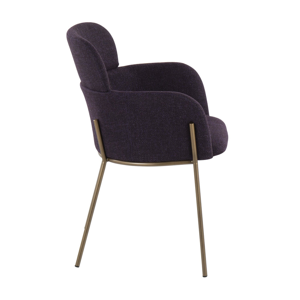 Milan Contemporary Chair in Antique Brass Metal and Blue Noise Fabric By LumiSource - Set of 2 | Dining Chairs | Modishstore - 14