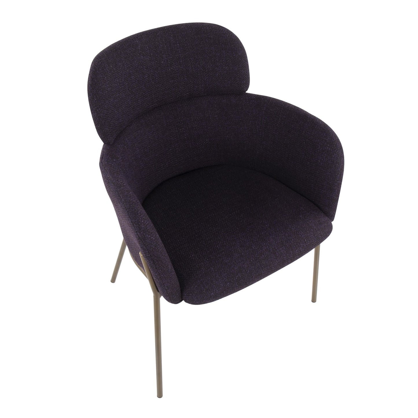 Milan Contemporary Chair in Antique Brass Metal and Blue Noise Fabric By LumiSource - Set of 2 | Dining Chairs | Modishstore - 11